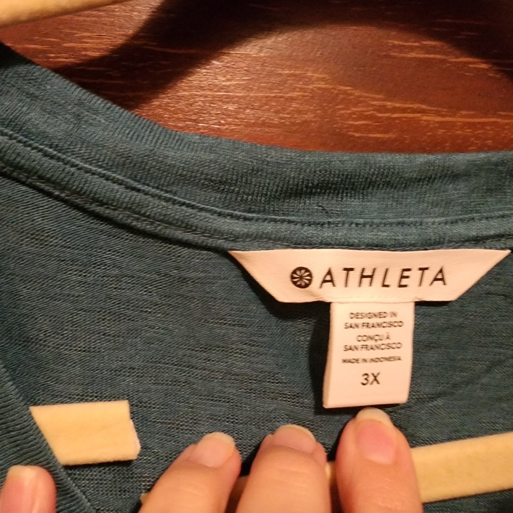 ATHLETA Breezy Twist Hem Crop Tank Top - Plus Size 3X Teal - Picture 4 of 8